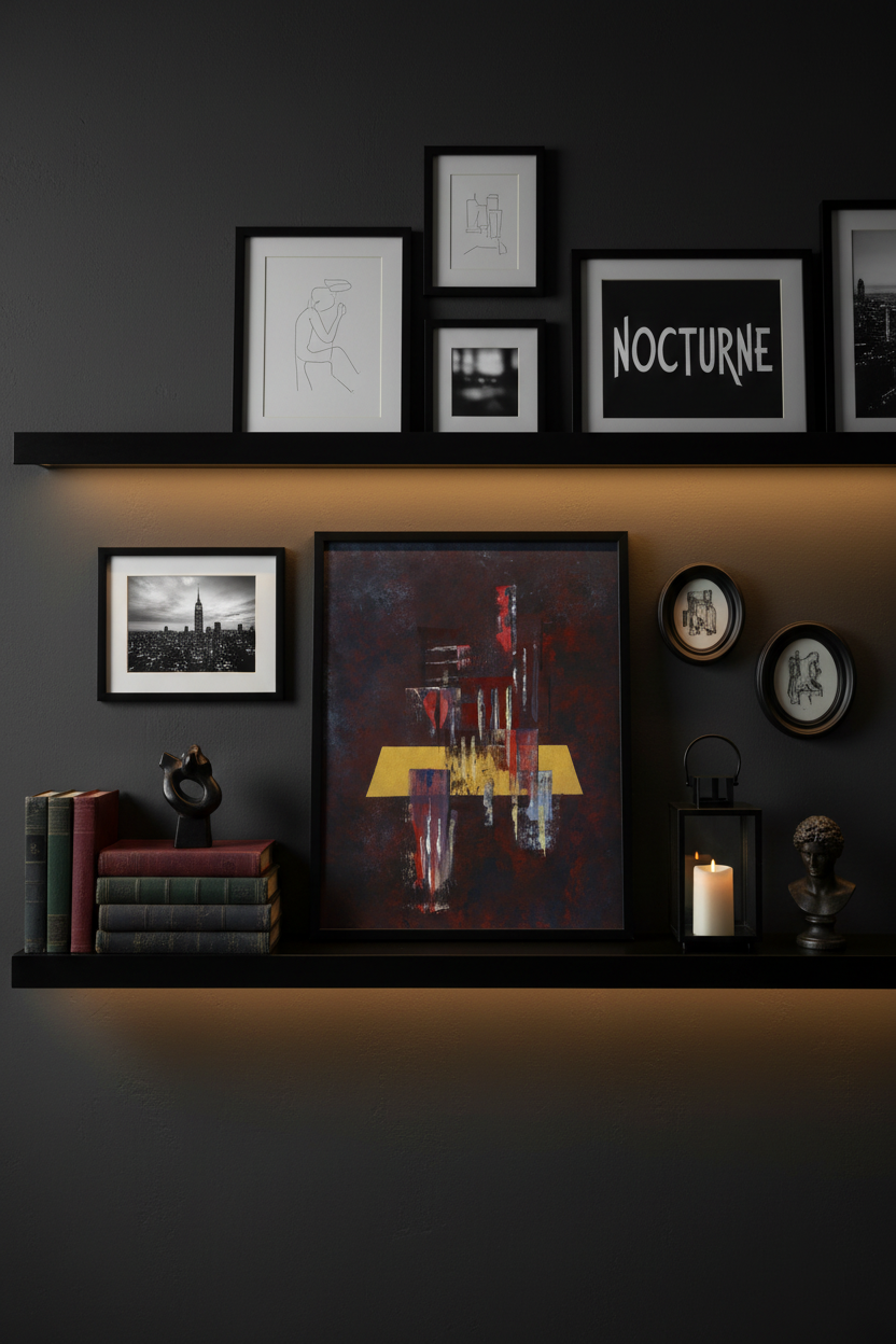 Night art print A4 in gallery wall compositie