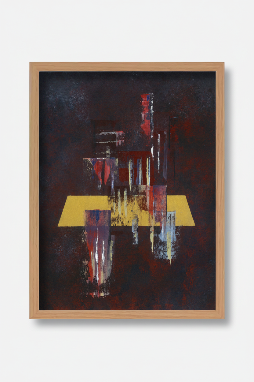 Night Art Print volledig doorlopend in naturel houten fotolijst