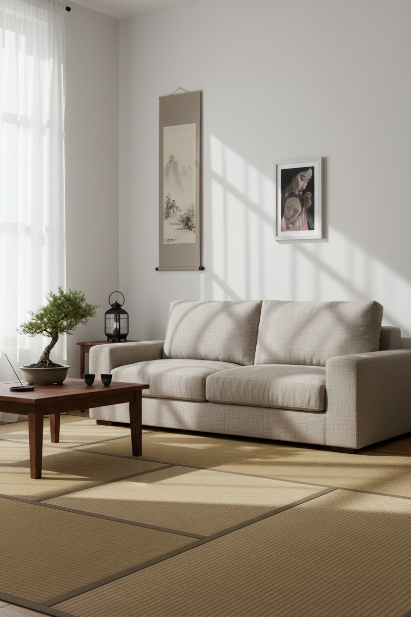 Noh Player art print A4 in Japanse zen woonkamer