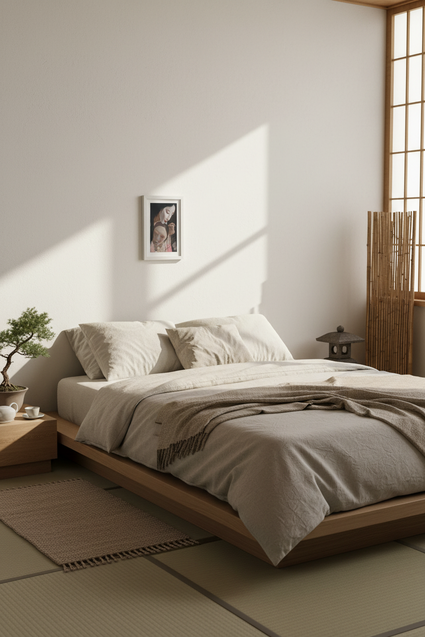 Noh Player art print A4 in tranquil Japanse slaapkamer