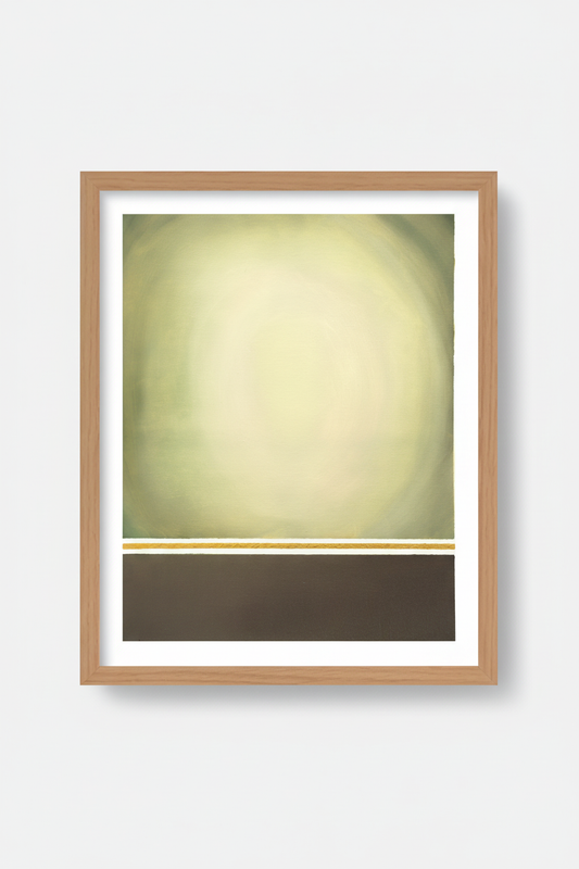 Olive Art Print met witte rand in naturel houten fotolijst