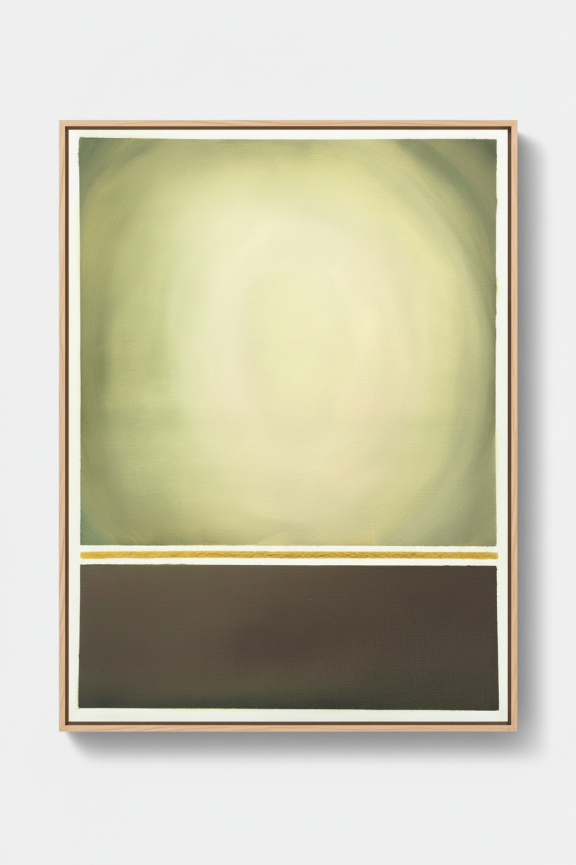 Olive schilderij in ultra-dunne naturel baklijst