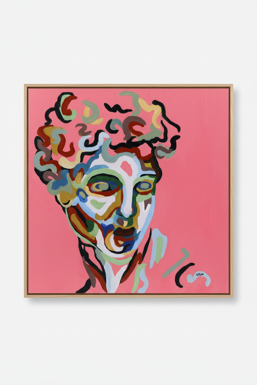 Traces of David met ultra dunne natuurhout lijst